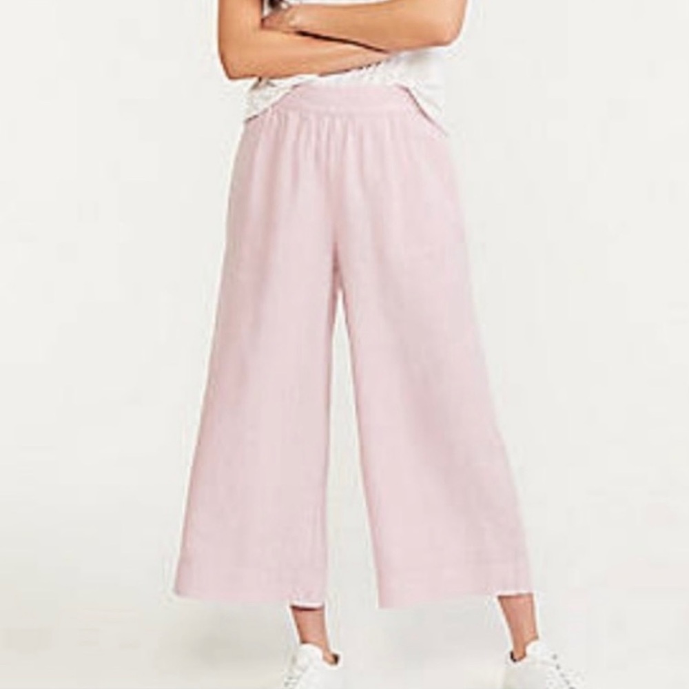 Loft Wide Leg Linen Crop Pants